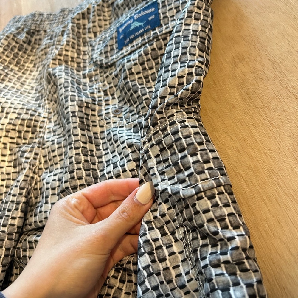 Men’s Tommy Bahama Baja Geo Wave board shorts gray/navy size XXL - Picture 8 of 8